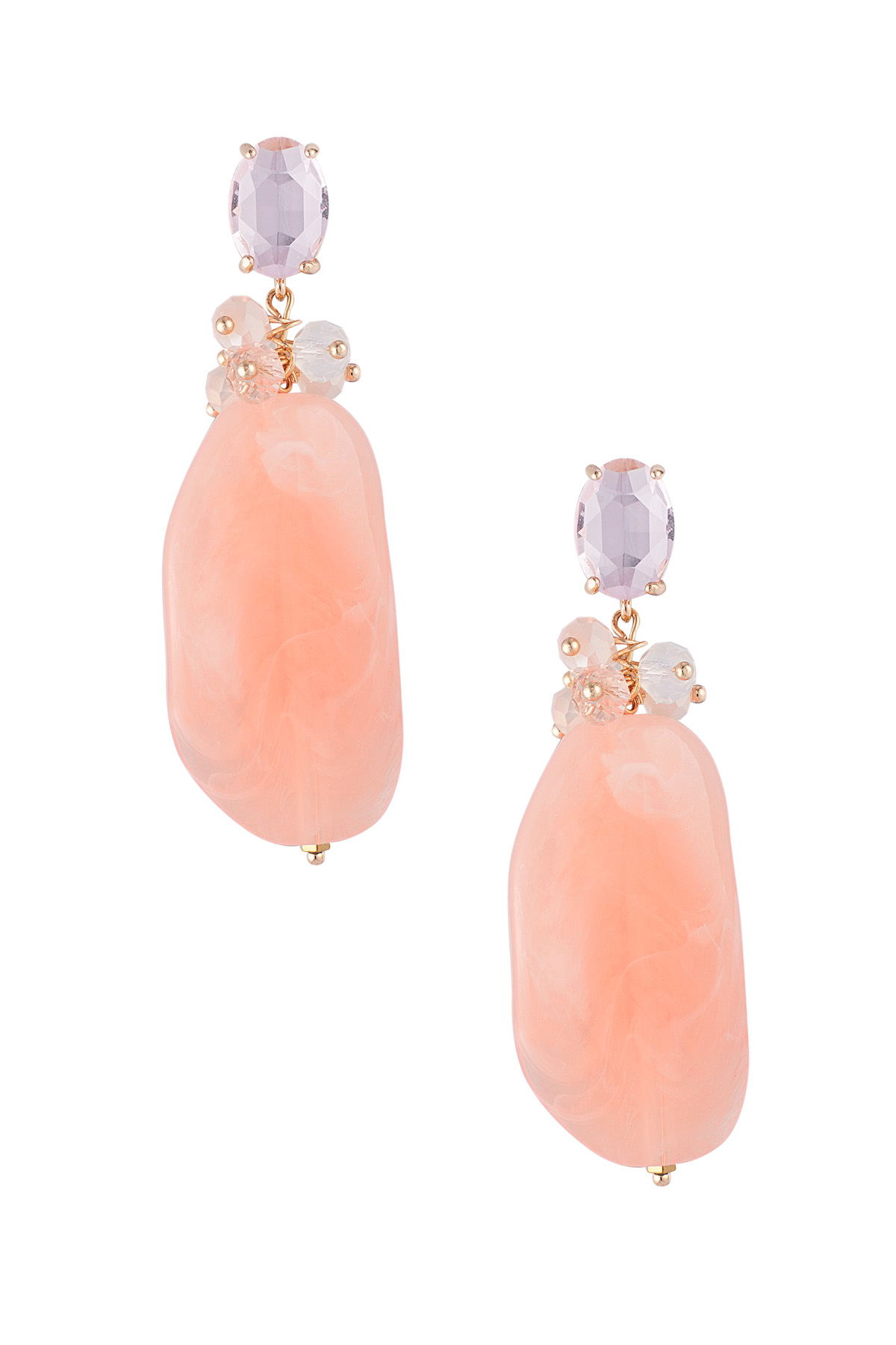 Statement beaded party earrings - pink/green 