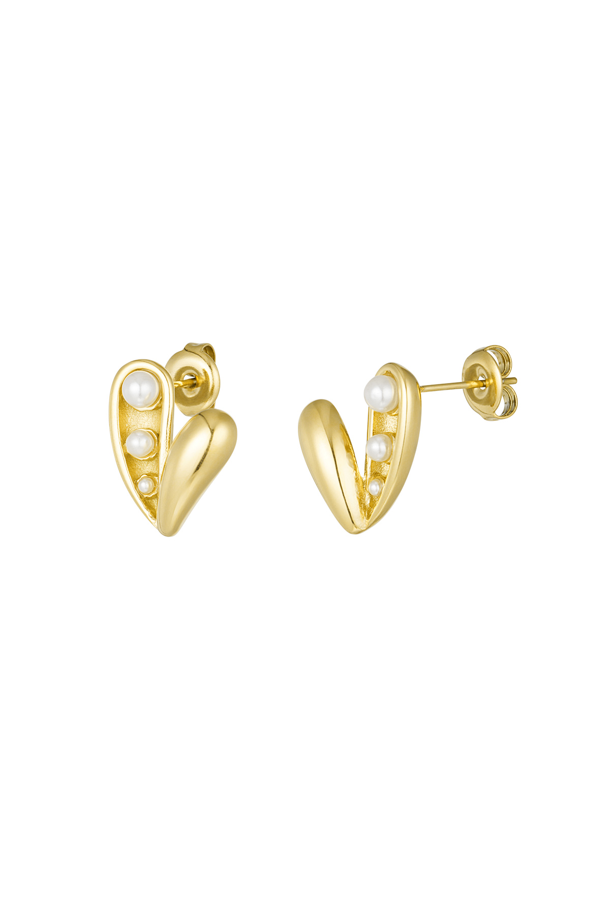 Offene Perlenherzohrringe – Goldfarbe - Goldfarbefarbe 2