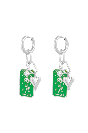 Pendientes Amantes De Las Rosas - Color Dorado Verde h5 