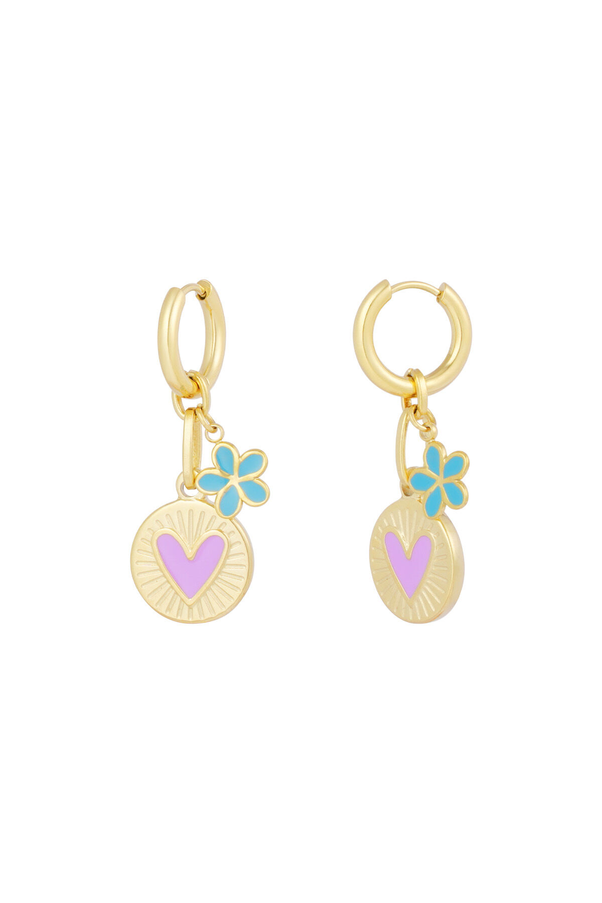 pendientes con dije de amor de flores h5
