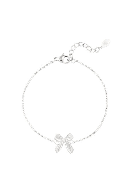 Simple bracelet with bow - Silver Color color