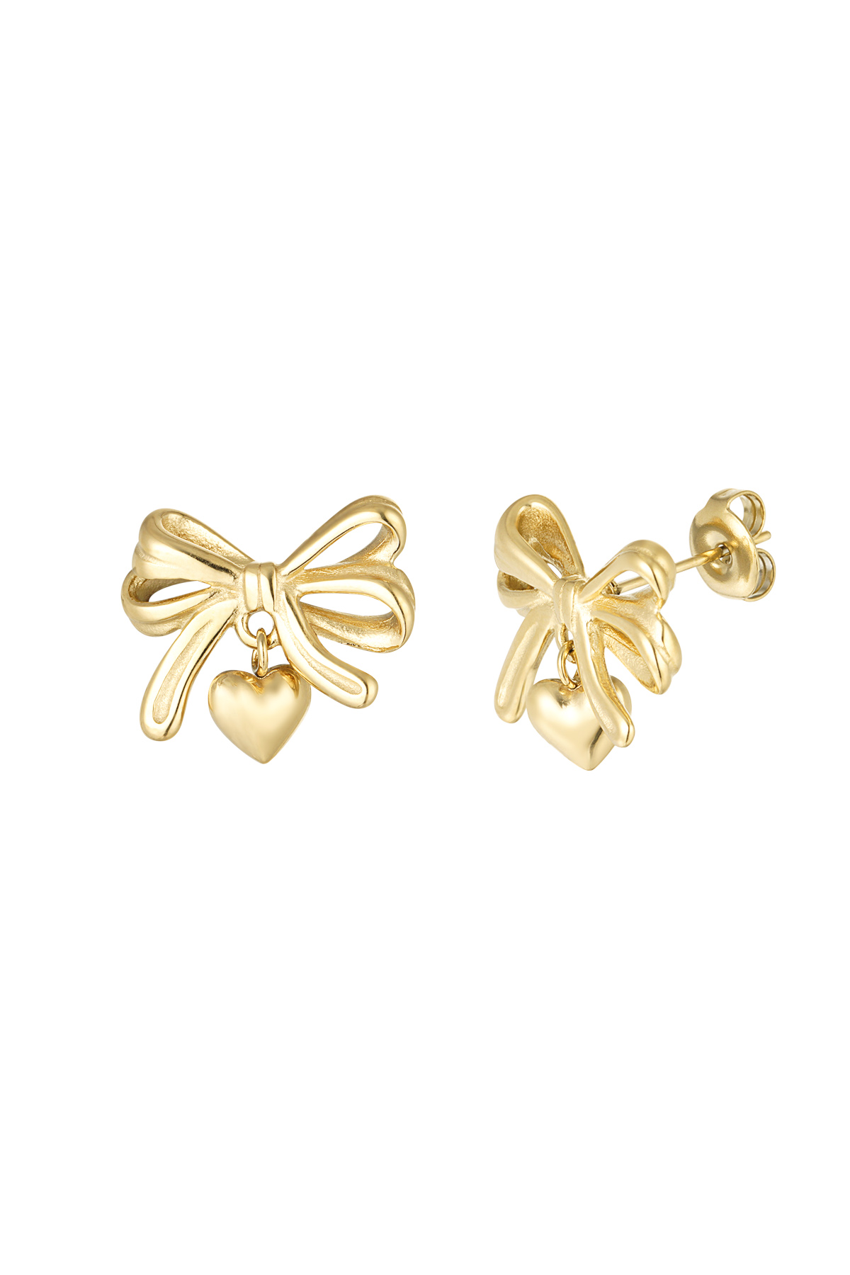 bow with heart earrings