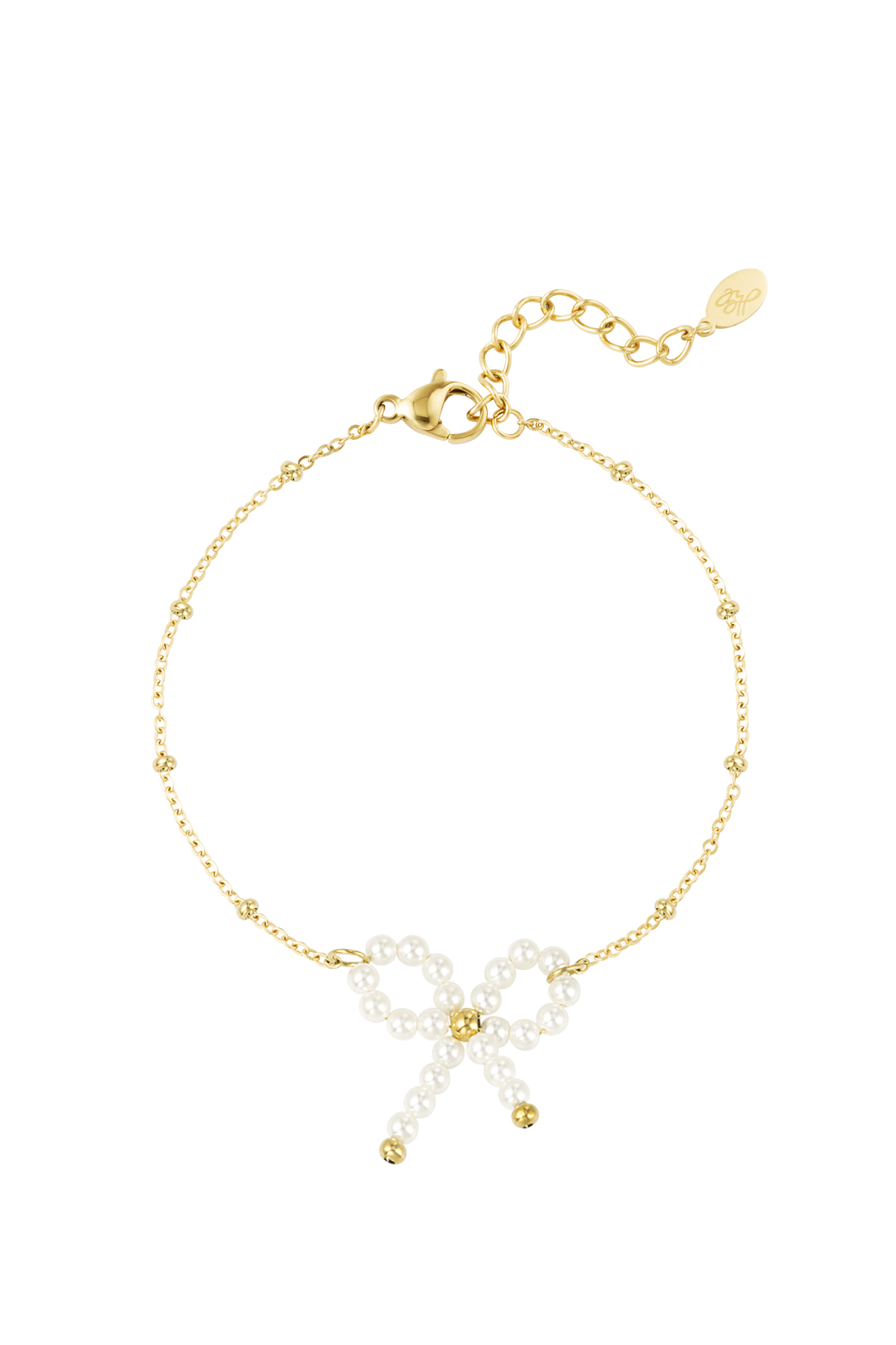Pearl Bow Bracelet - White Gold Color 