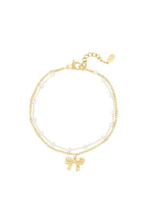 Doppeltes Armband mit Schleife und Perlen h5