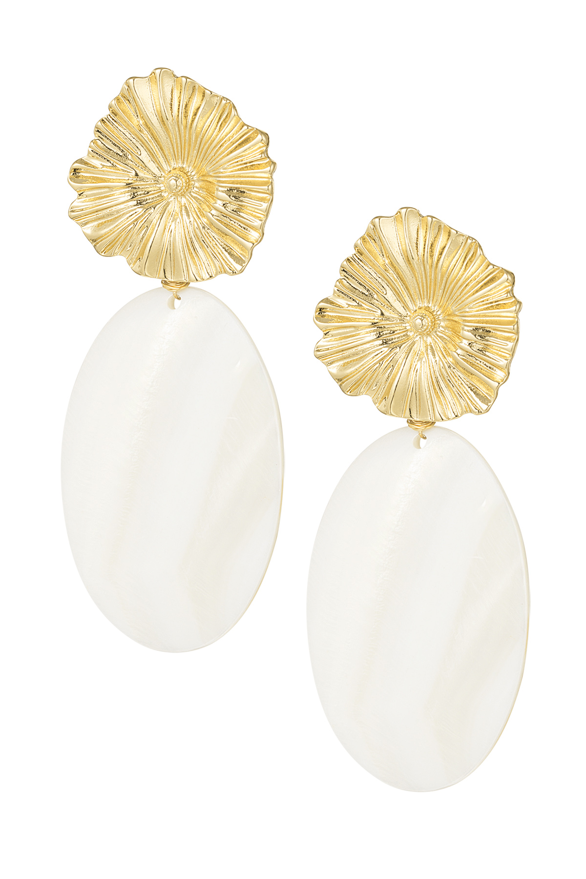 Pendientes flor poshy - Color dorado blanco h5 