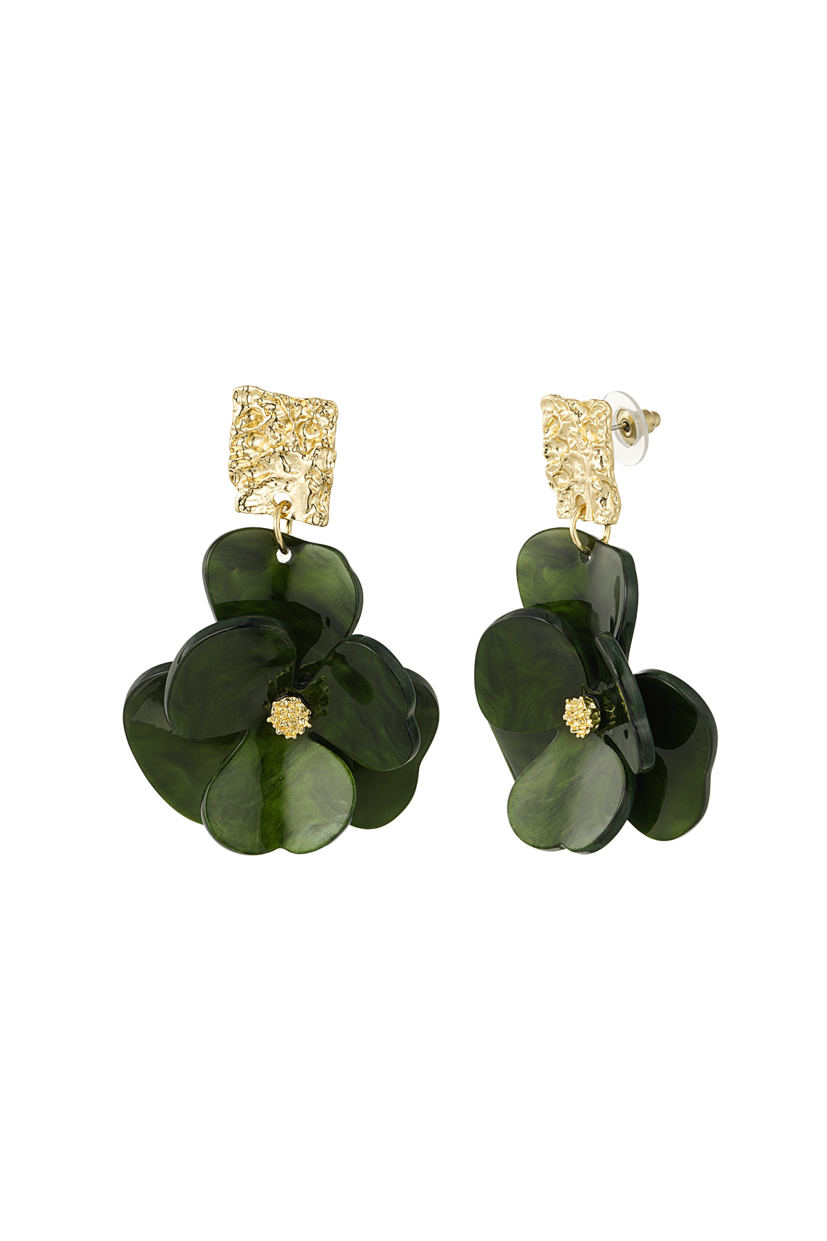Orecchini magia dei fiori - Colore oro verde h5 