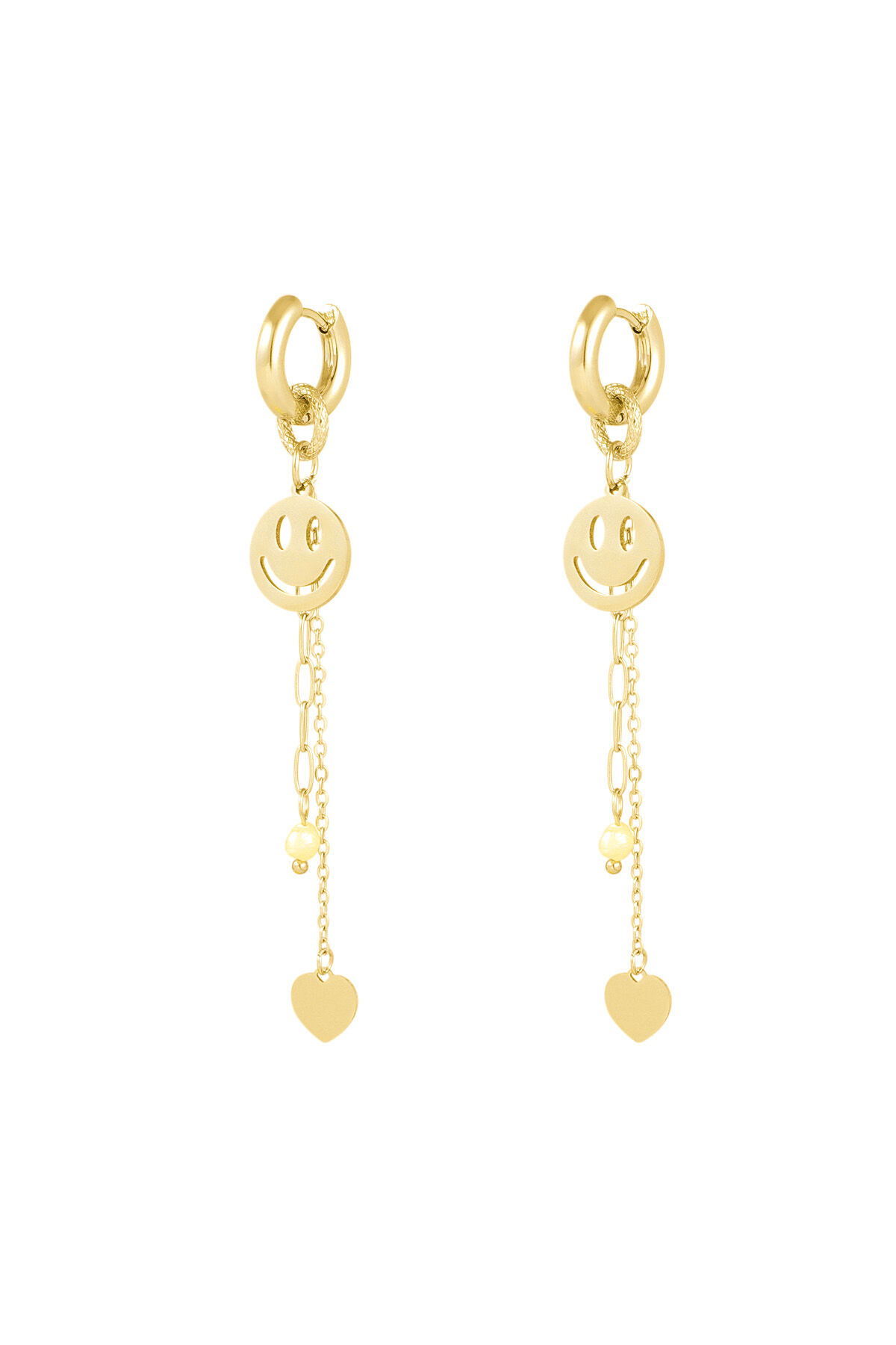 Pendientes preciosos smiley-Color dorado h5 