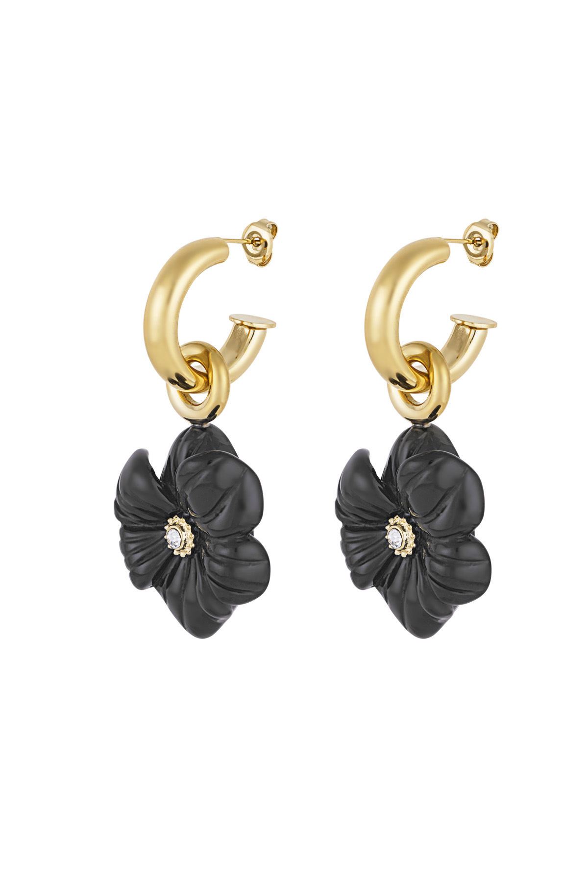 Orecchini Crazy Flower - Colore oro nero h5 