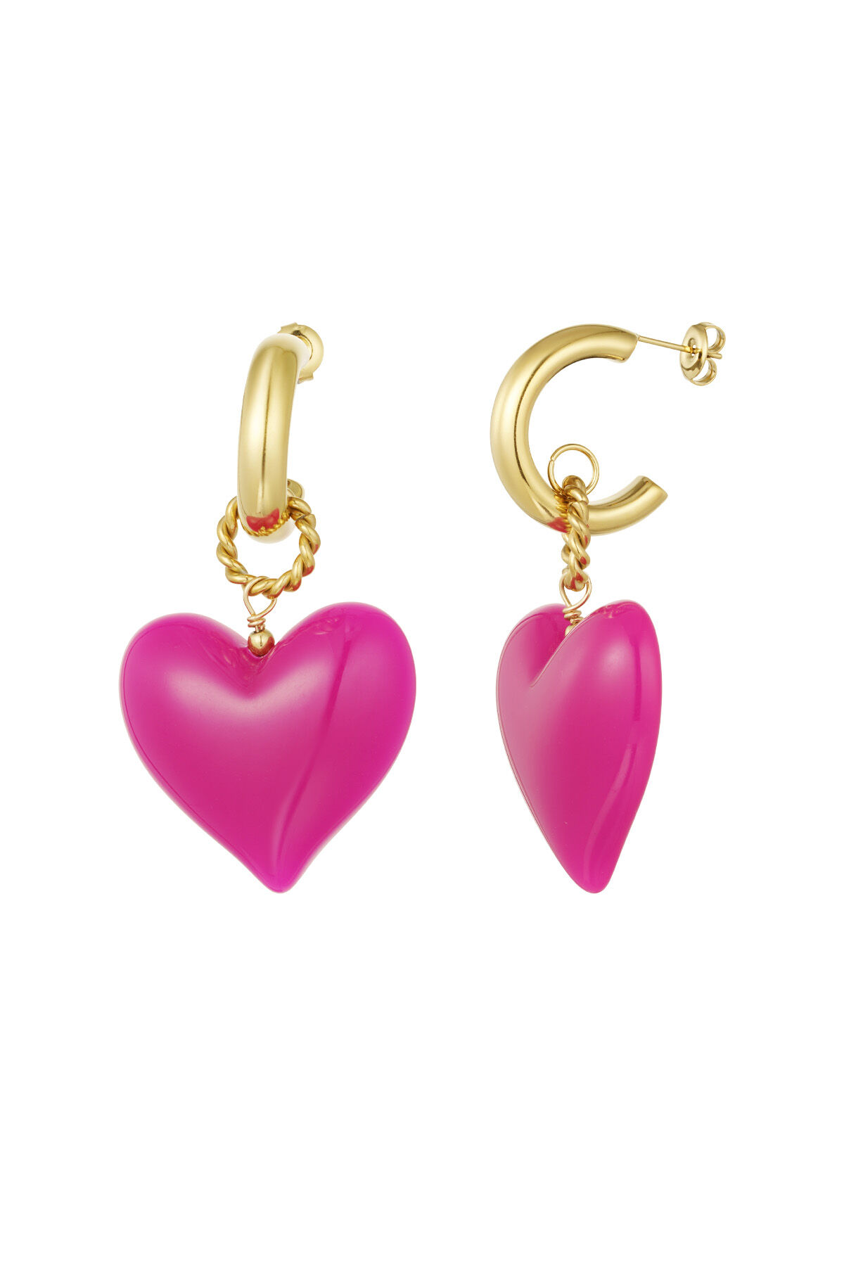 Pendientes corazón grande maderas rosas 