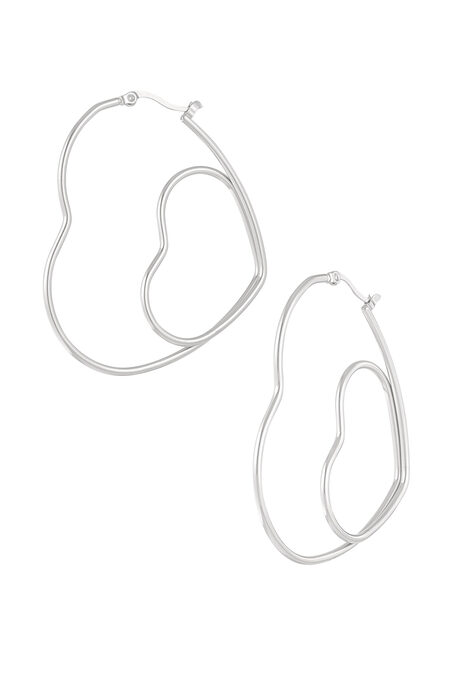 Pair of hearts earrings - Silver Color color 2