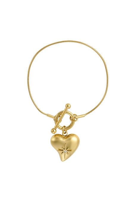 Lock Bracelet With Big Heart Pendant