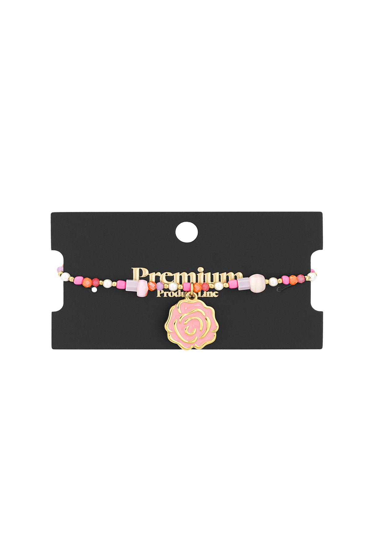 Bracelet perles roses - Couleur rose et or h5 Image2