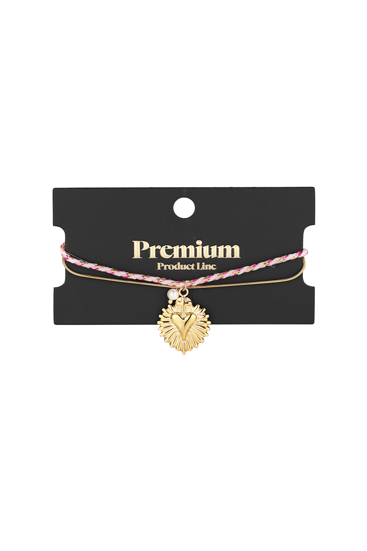 Pulsera Love Lace - Color rosa y dorado h5 Imagen3