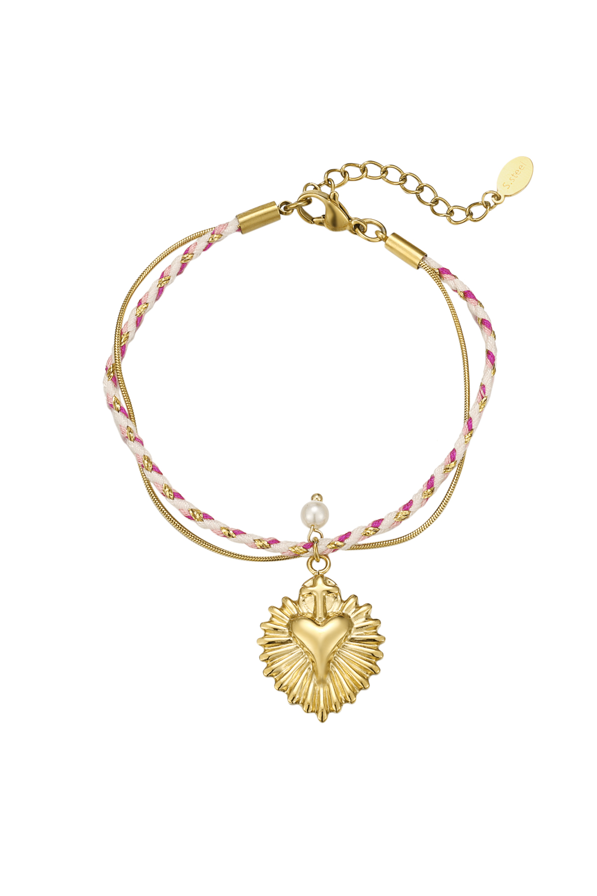 Pulsera Love Lace - Color rosa y dorado 
