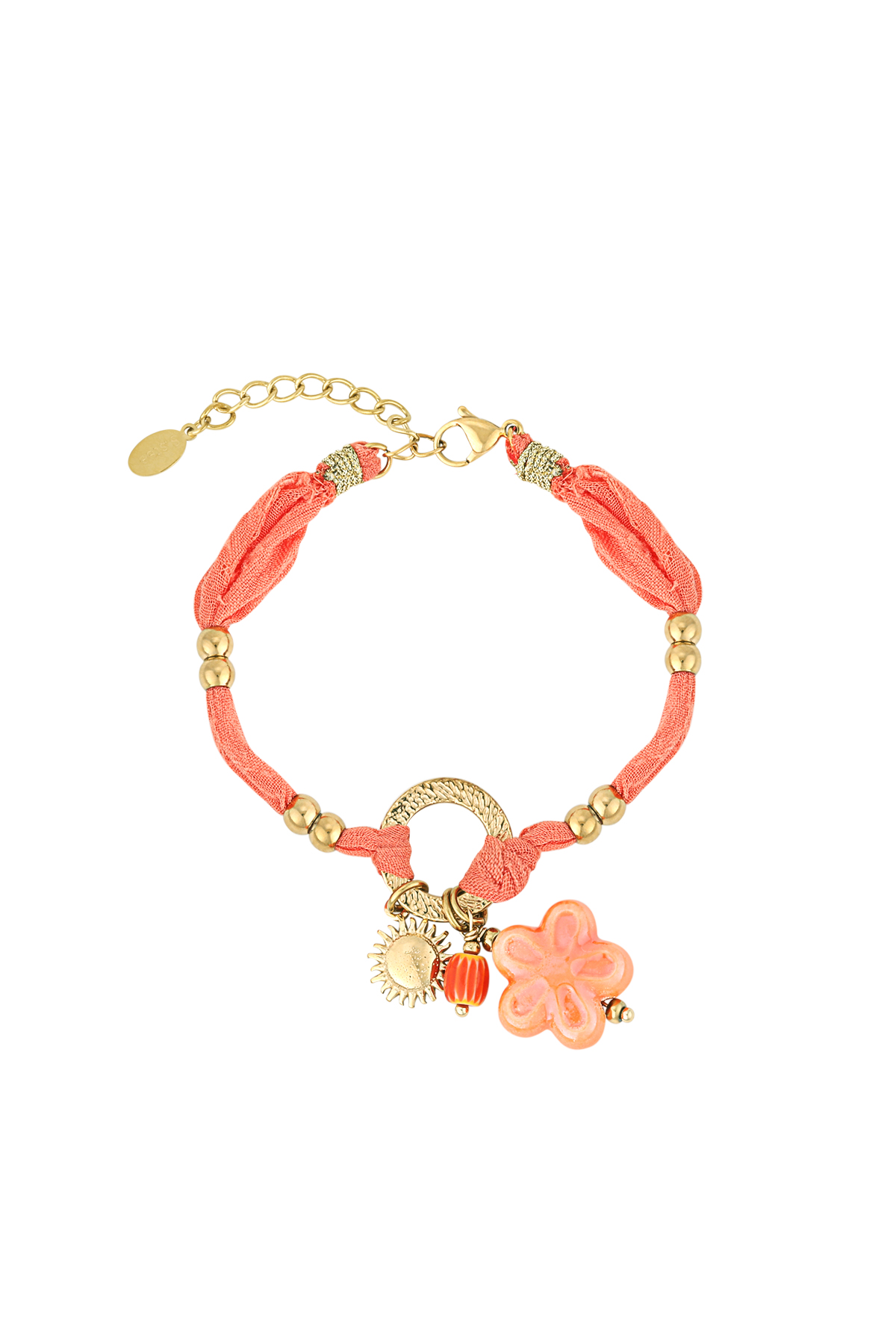 Bracciale floreale soleggiato - colore arancione e oro 