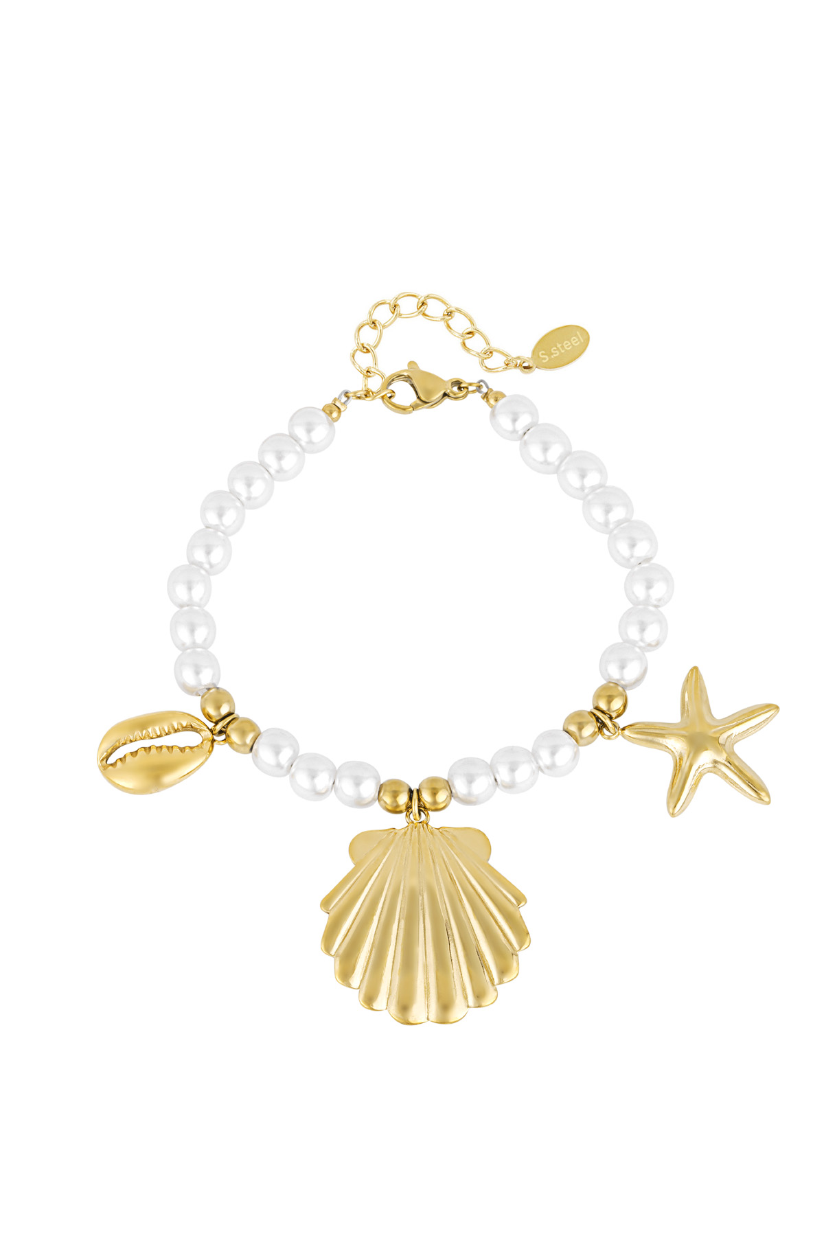 pulsera de perlas con charms de mar 