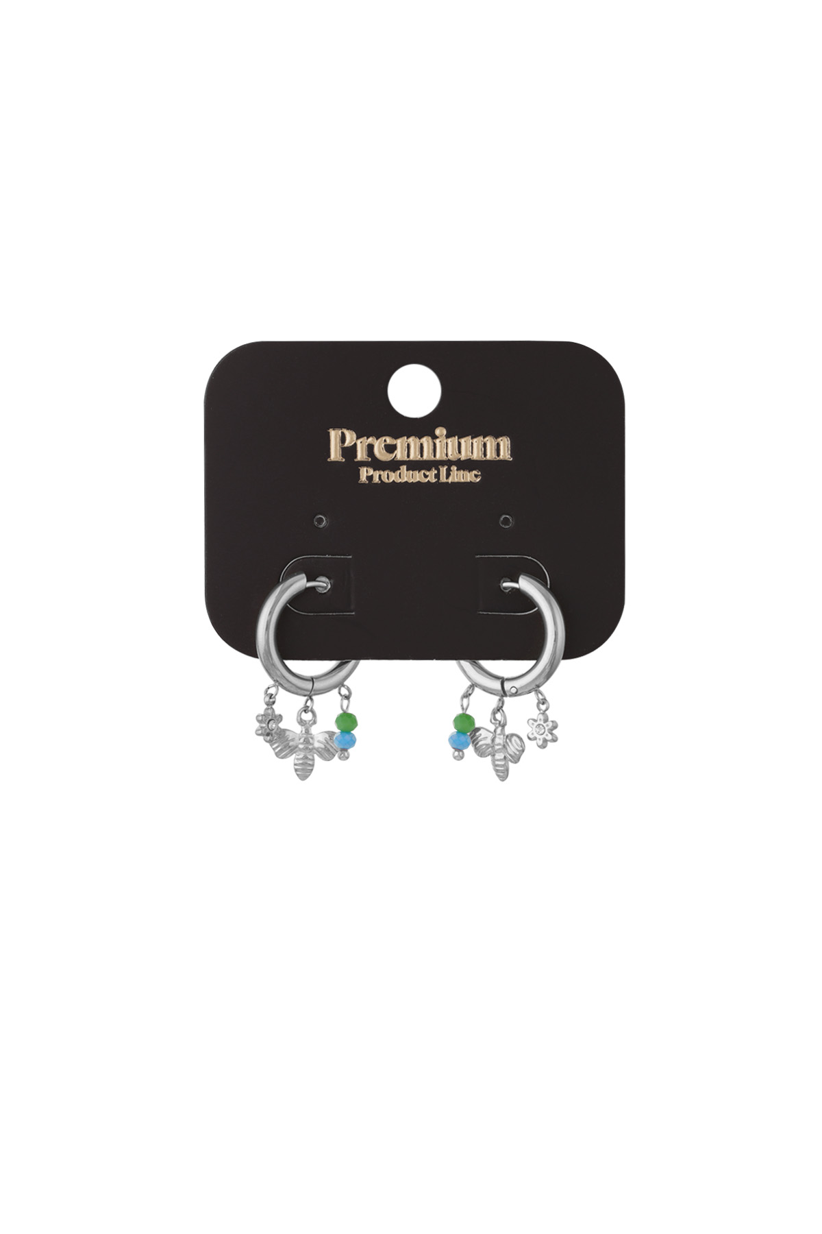 Pendientes con dije de abeja - Color plateado Imagen8