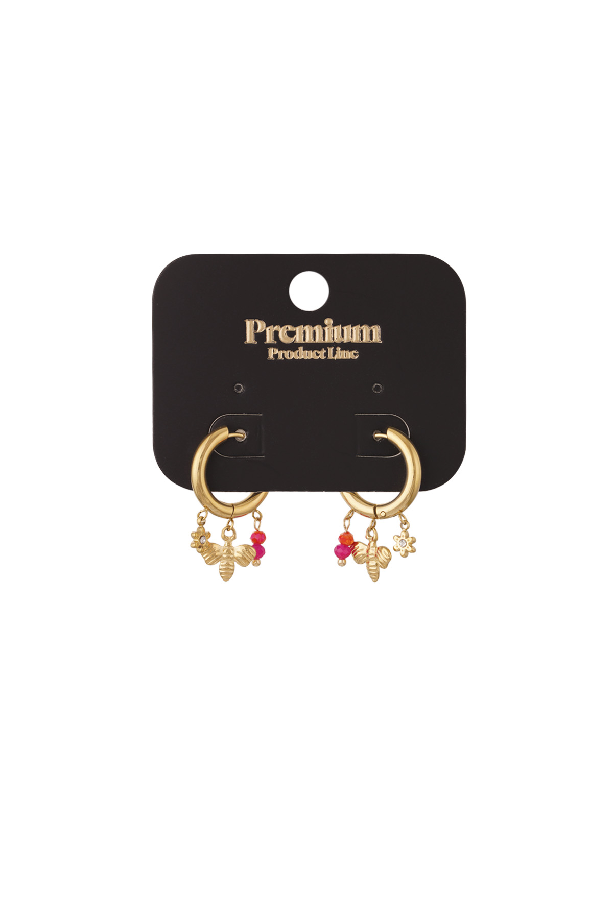 Pendientes con dije de abeja - Color plateado h5 Imagen3