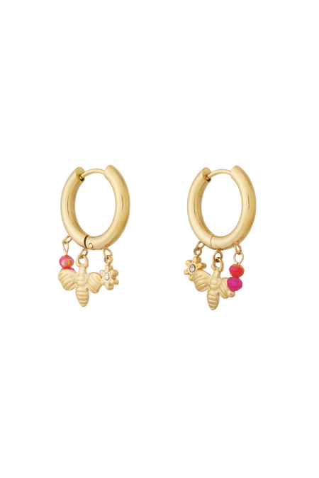 Pendientes con dije de abeja - Color plateado