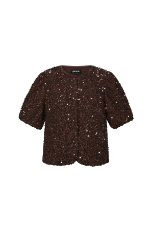 Woven Polyester Fiber Vrouwen Korte Mouwen Tops Elegant Sequins h5 