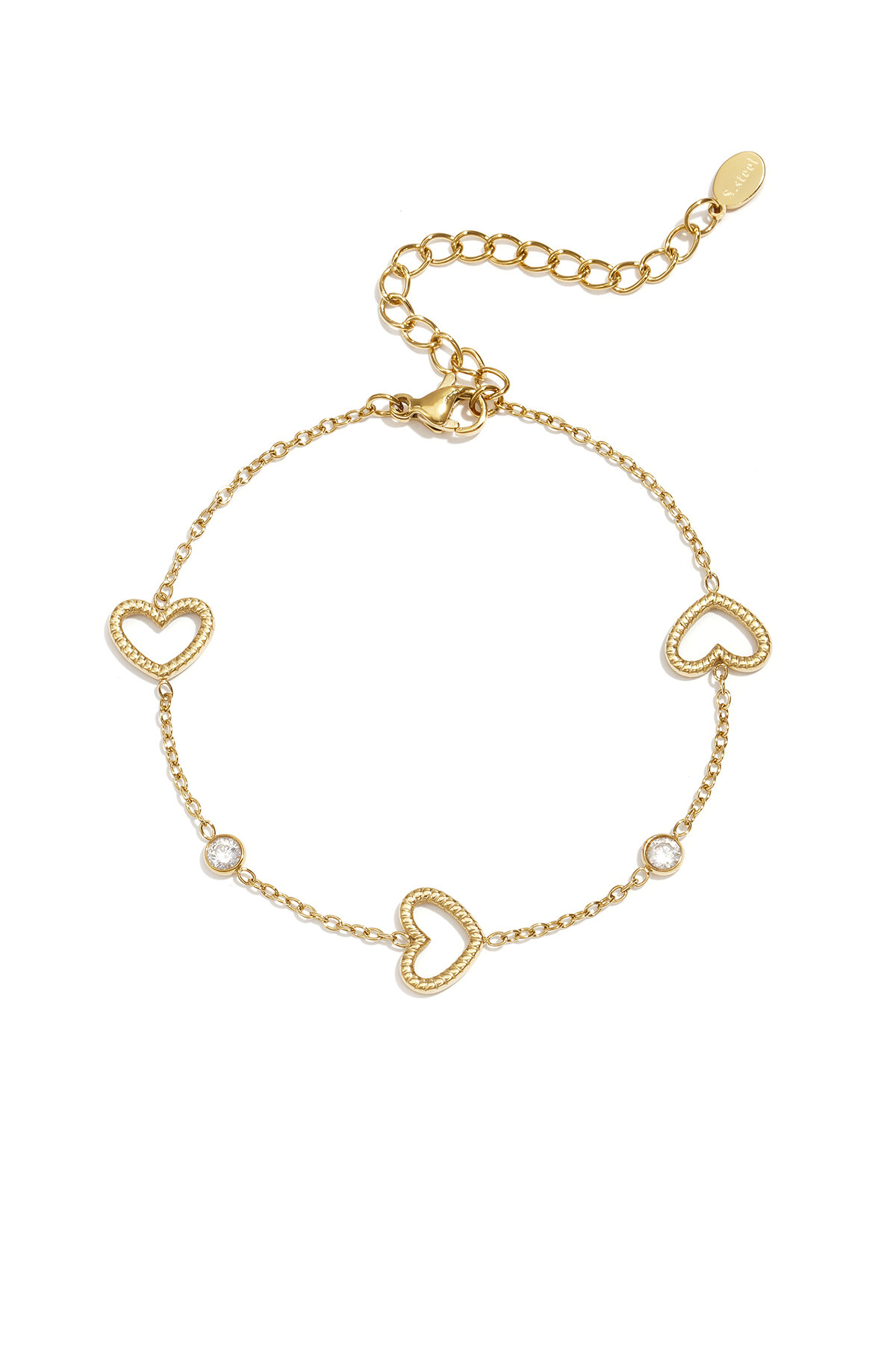 Heart bracelet with alternating stones 2