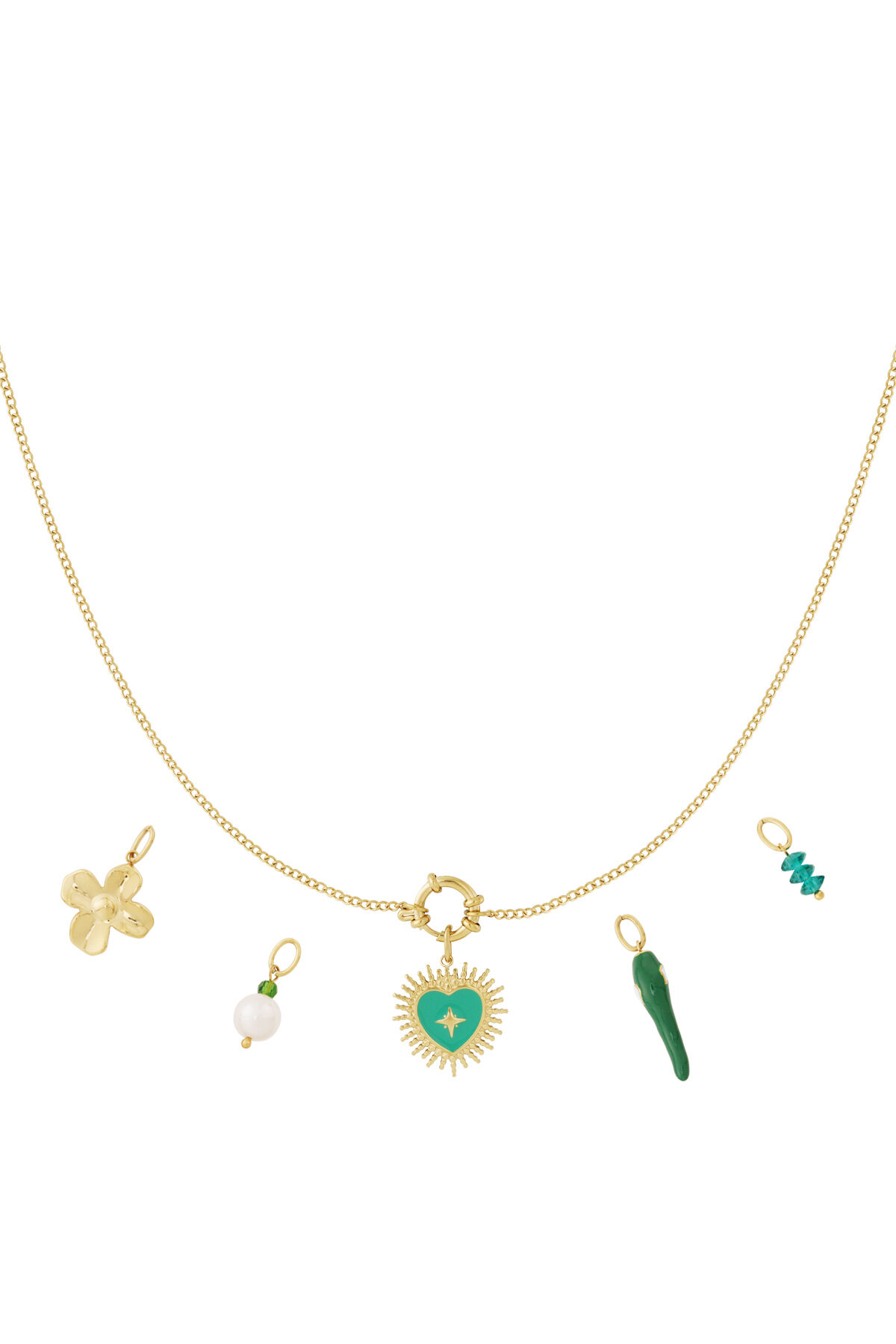 Green heart DIY necklace h5 
