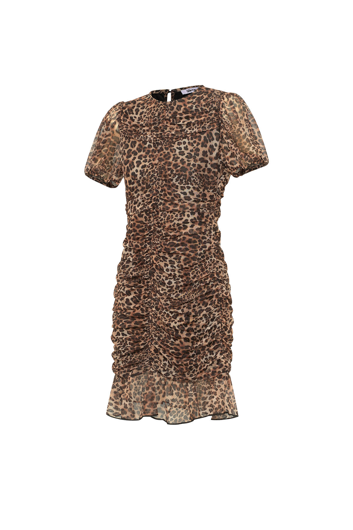 Woven Polyester Mini Dress Elegant Leopard Print Ruffle Edge h5 Picture2