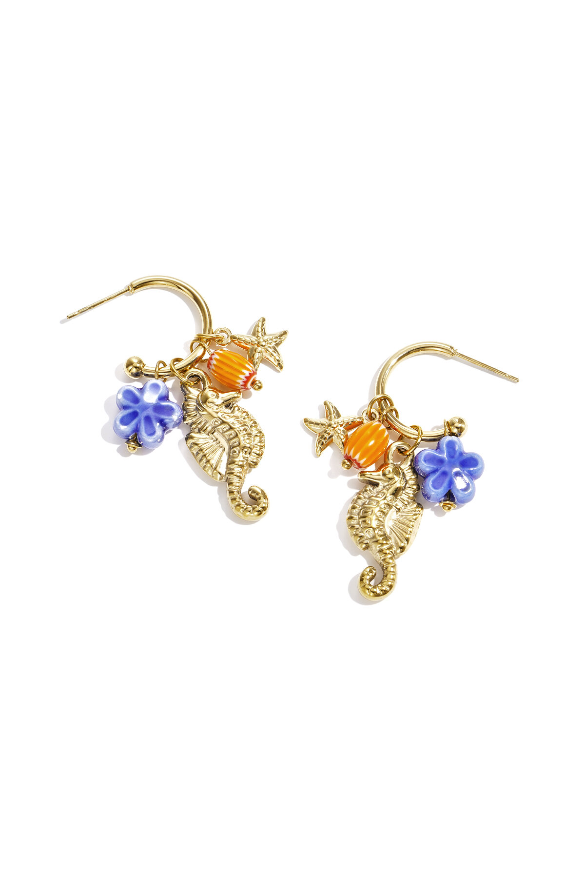 Seahorse earrings with charms 