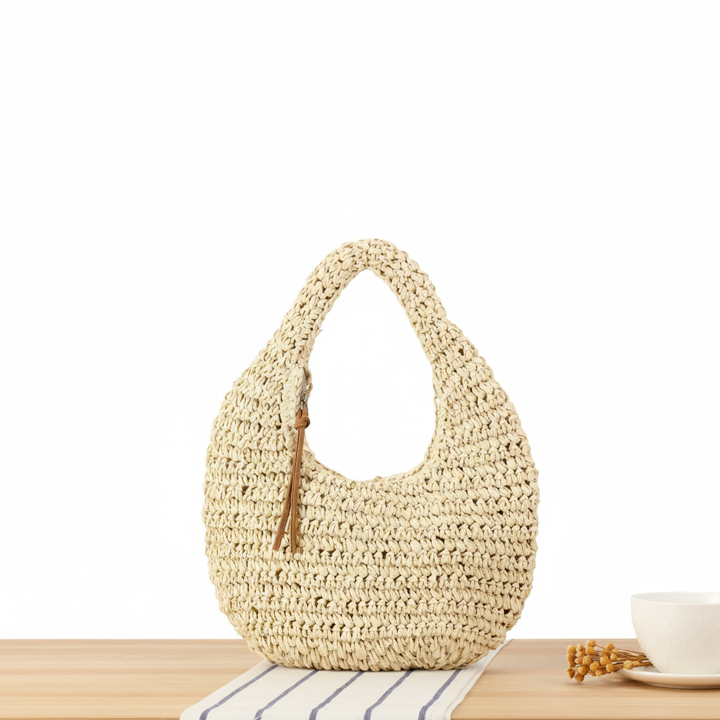 1 pezzo di borsa da spiaggia tinta unita h5 Immagine2