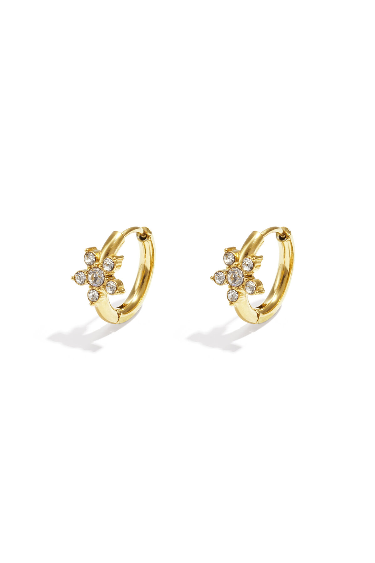 Pendientes de aro de acero inoxidable con diseño de flores, estilo casual, diario, sencillo, para mujer.