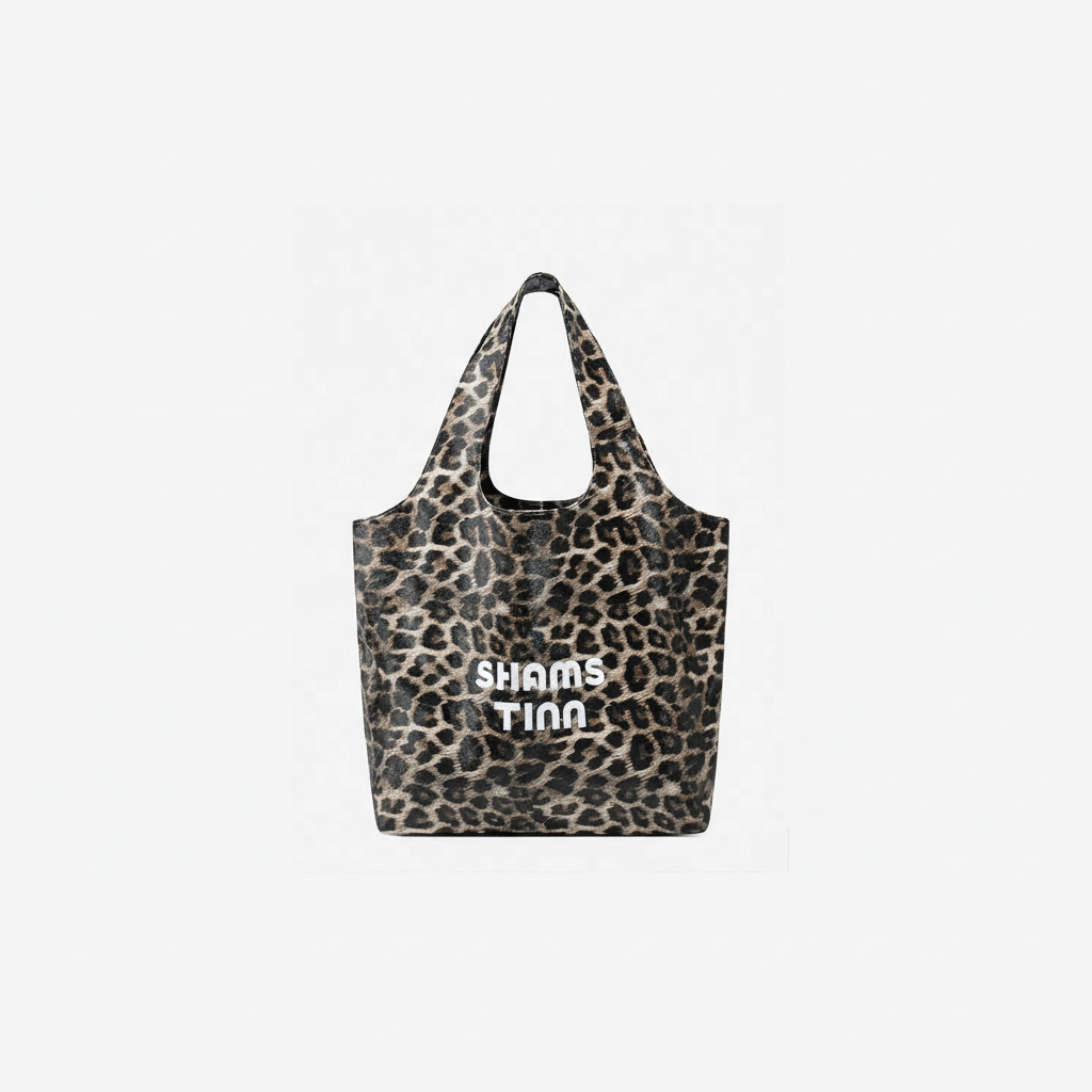 1 Adet Sade Seri Günlük Leopar Desenli PVC Kadın El Çantası
