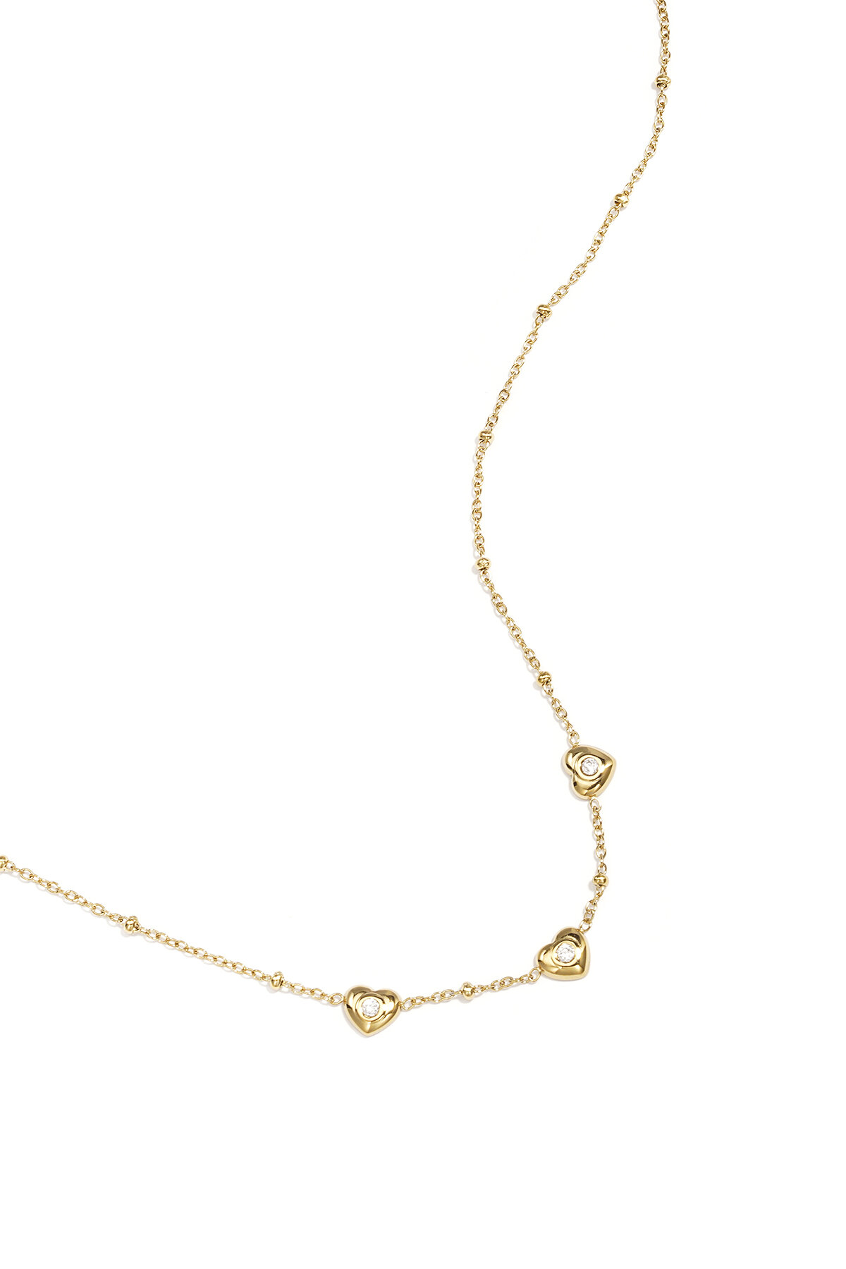 Necklace with beads and hearts with stone h5 