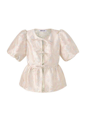 Woven Polyester Fiber Women's Short Sleeve Top Elegant Floral Print h5