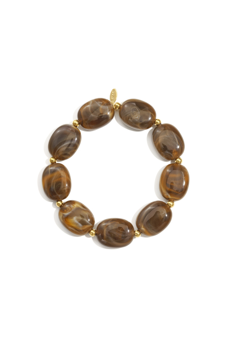 Perlenarmband mit ovalen und goldenen Perlen
