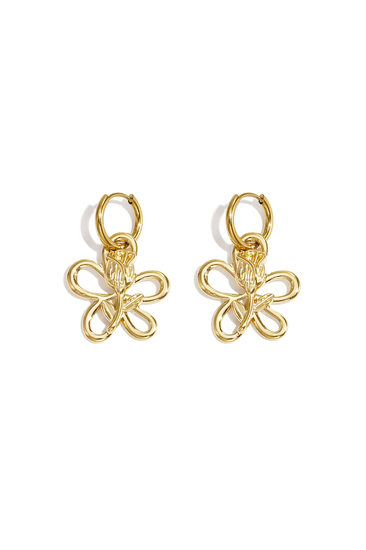 Earrings with rose in flower pendant h5 Picture6