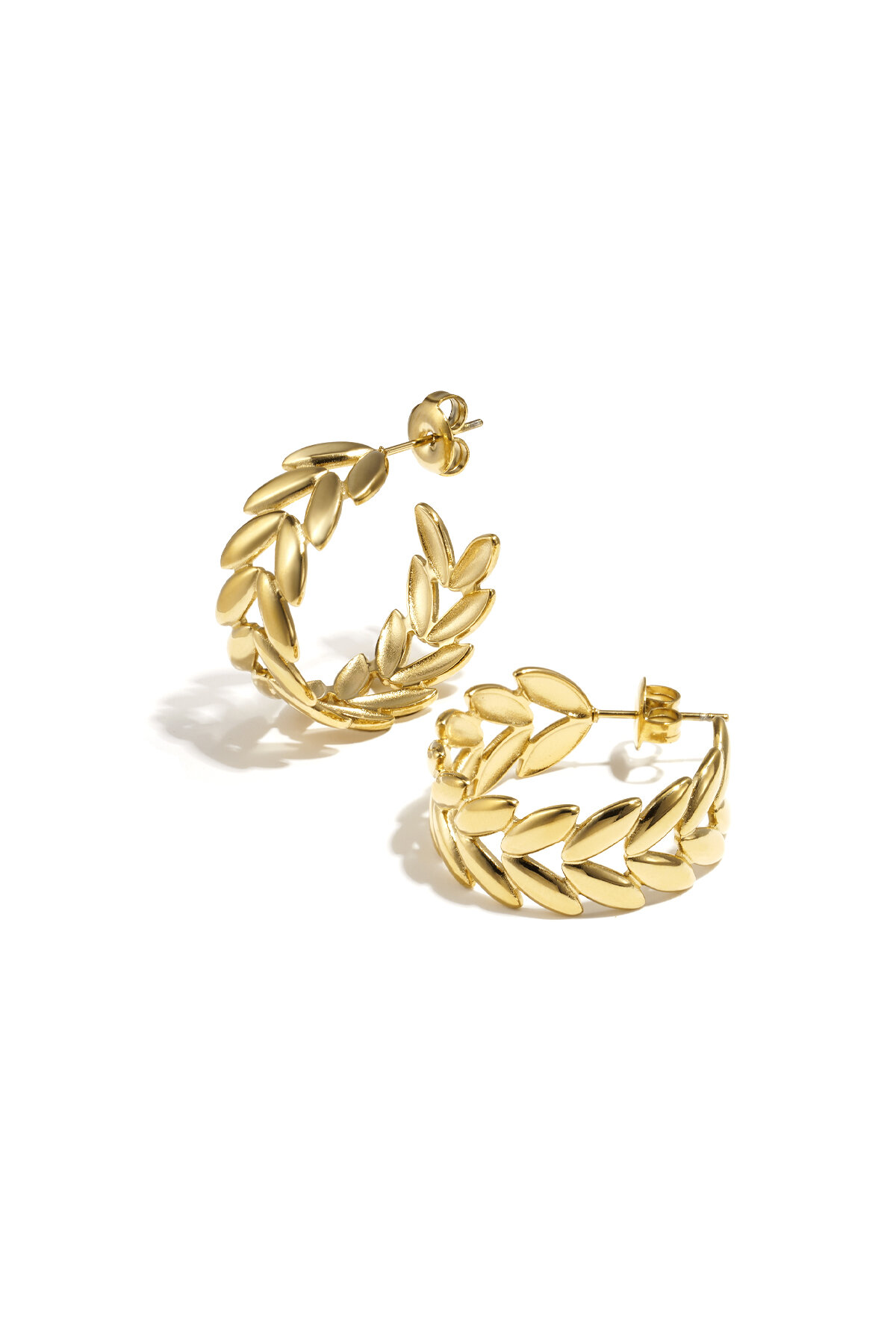 Stainless Steel Hoop Earrings leaf Casual Daily Simple Series Women's jewelry 