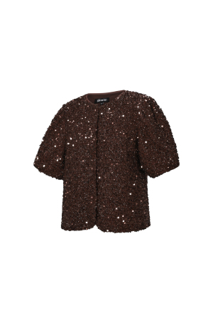 Woven Polyester Fiber Vrouwen Korte Mouwen Tops Elegant Sequins h5 Afbeelding2