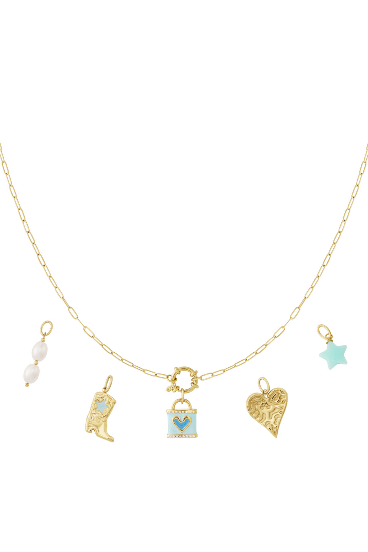 Blue heart DIY necklace 