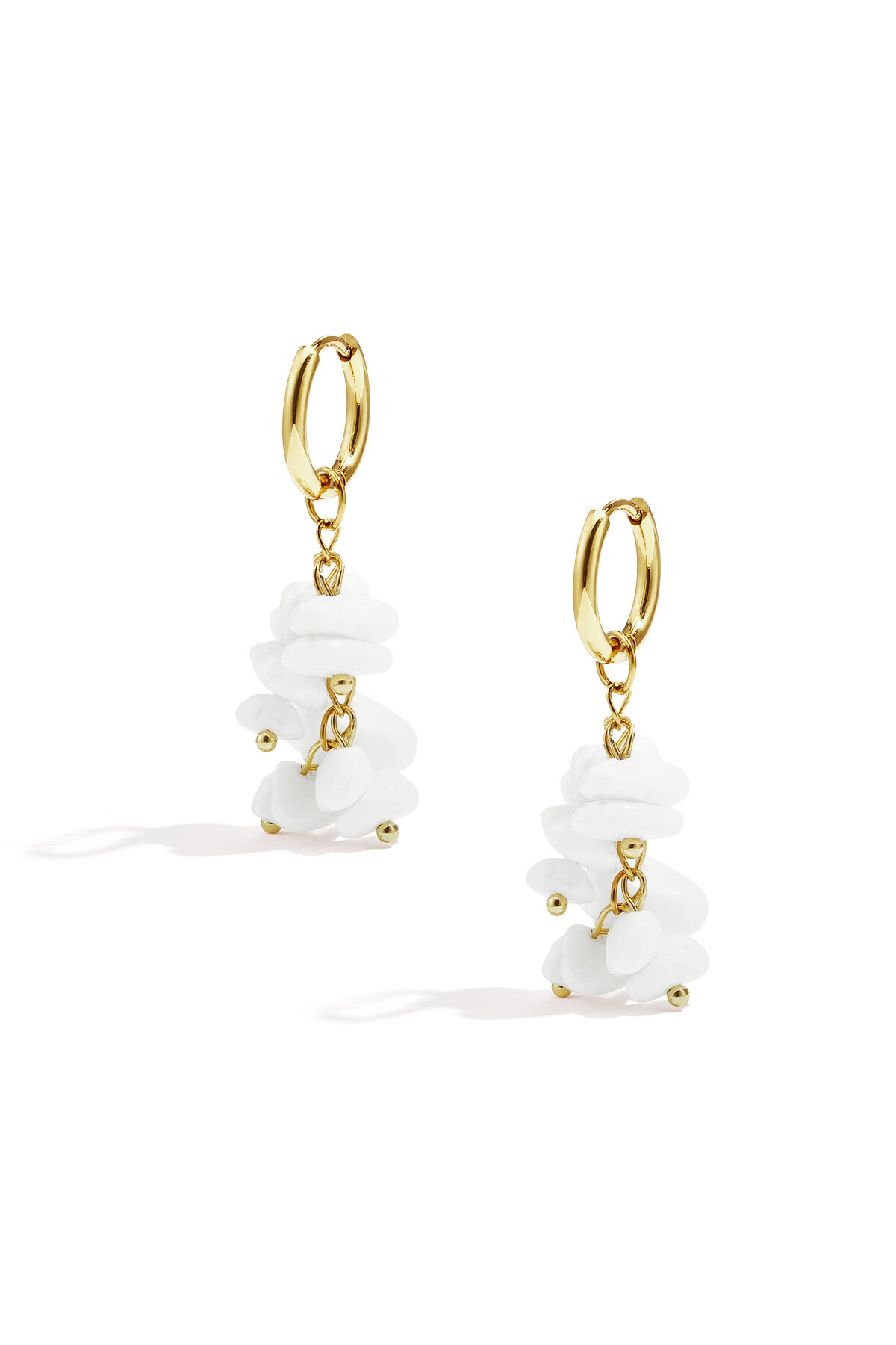 Small hoop earrings with dangling stones and beads h5