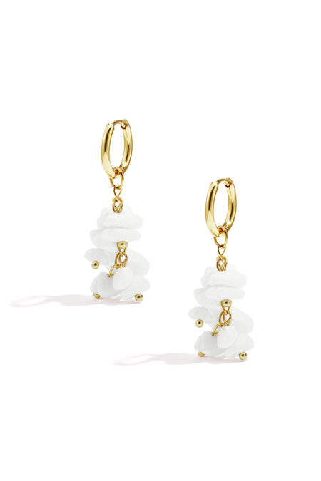 Petites boucles d'oreilles créoles avec pierres et perles pendantes 2