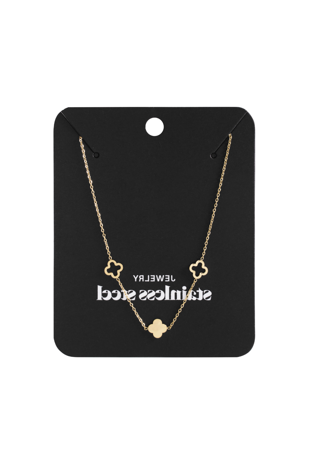 Ketting klavertjes Goud kleur Stainless Steel h5 Afbeelding4