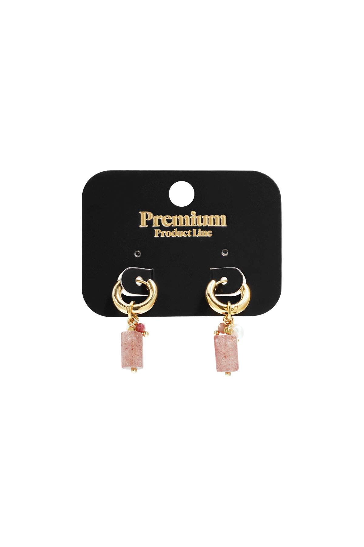 Small hoop earrings with pearl, bead, and stone pendants Picture3