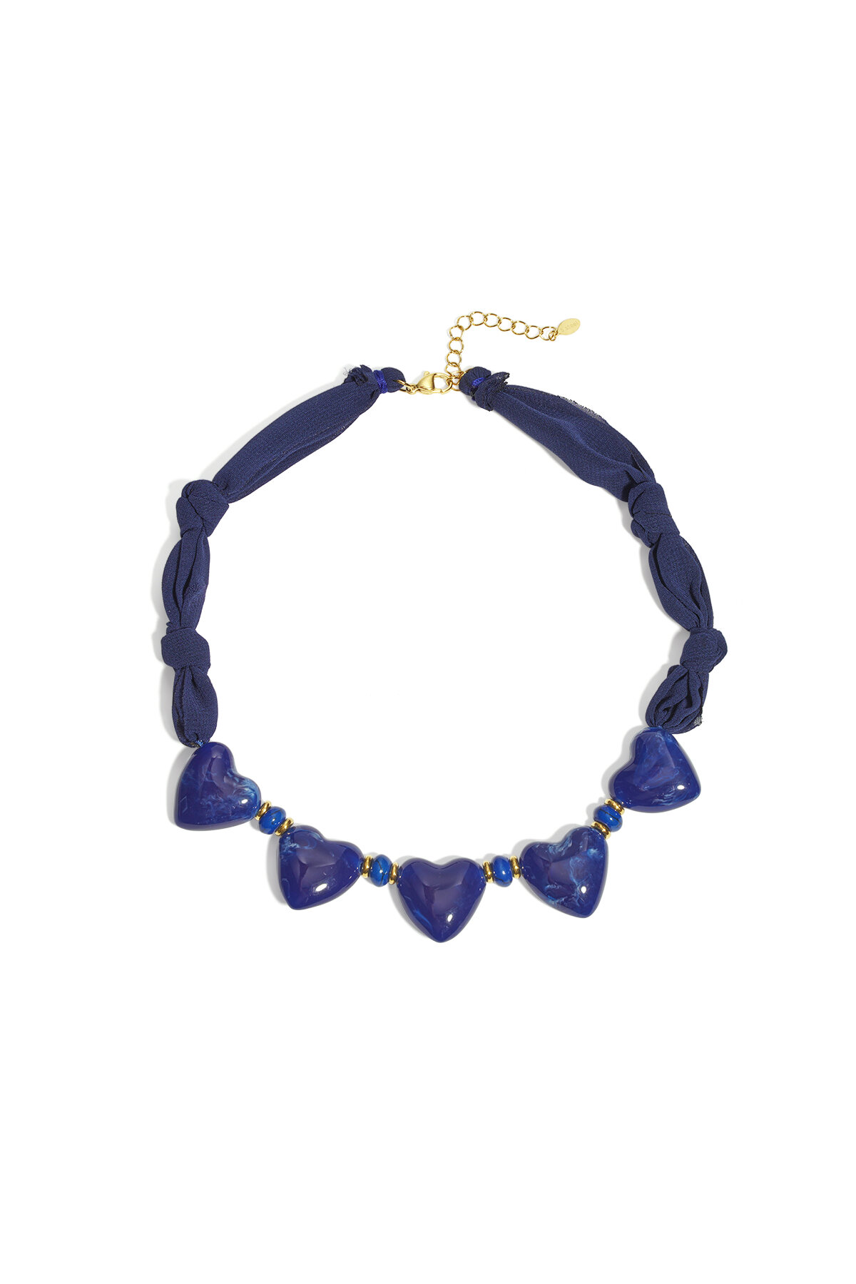 Collier en tissu avec perles en forme de cœur 2