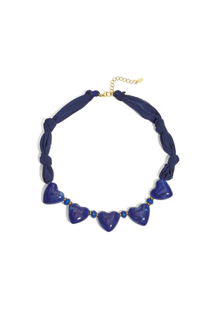 Fabric necklace with heart beads h5