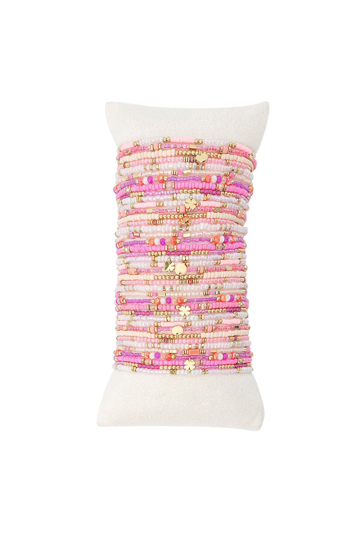 Display con bracciali perline colorate Beige & Gold Stainless Steel h5 