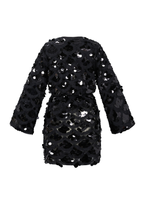 Geweven Polyestervezel Vrouwen Mini Jurk Elegante Pailletten h5 Afbeelding3