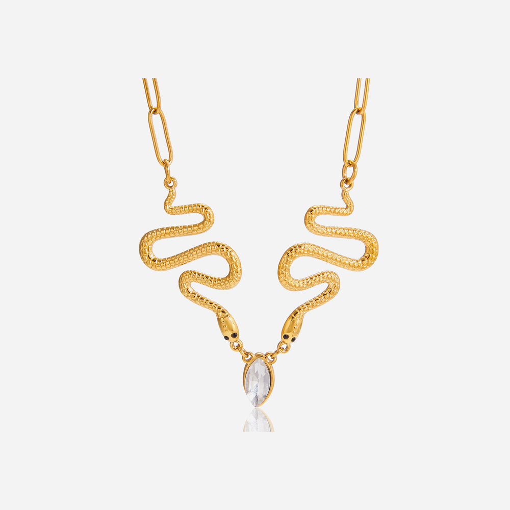 Opulent Snake Stainless Steel Waterproof Gold Color Women's Pendant Necklaces