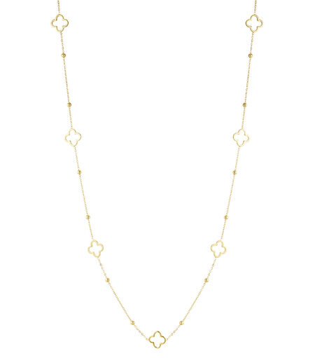 Long necklace with clover charms - Silver Color color