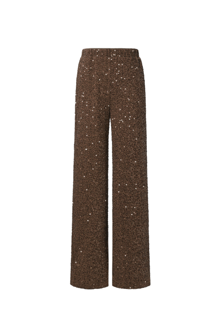 Tessuto Fibra Di Poliestere Pantaloni Dritti Donna Eleganti Paillettes 2