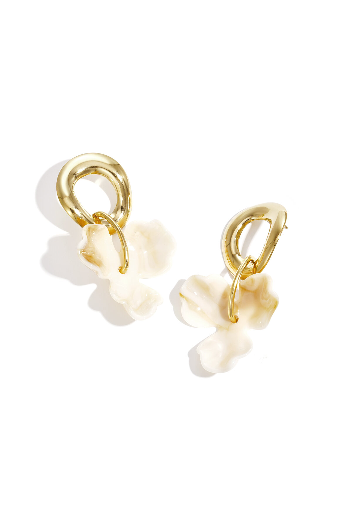 Round earrings with hanging flower h5 